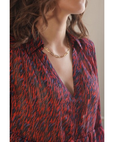 Robe décolleté en V et manches trois-quarts