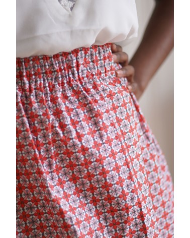 Jupe à motifs rouge et rose